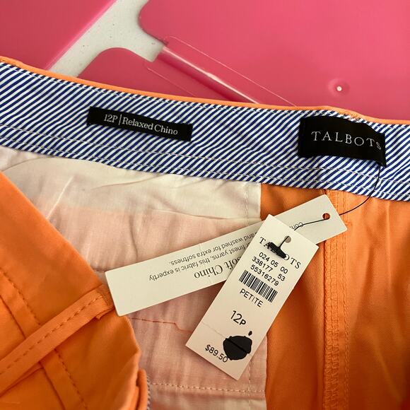 Talbots | Orange Relaxed Chino Relaxed Leg Ankle Length Pants Womens 12 Petite - Picture 4 of 9